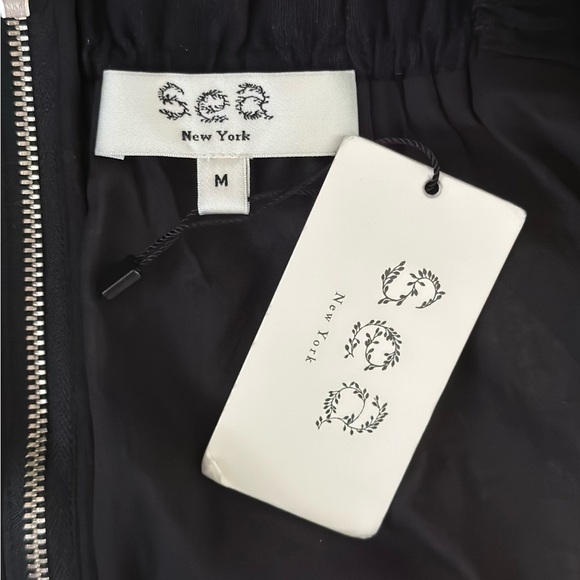 NWT SEA New York Puff-Sleeve Black Cream Floral Crop Top - Picture 7 of 8